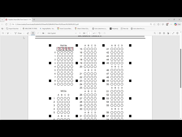 OMR Answer Sheet(MCQs)