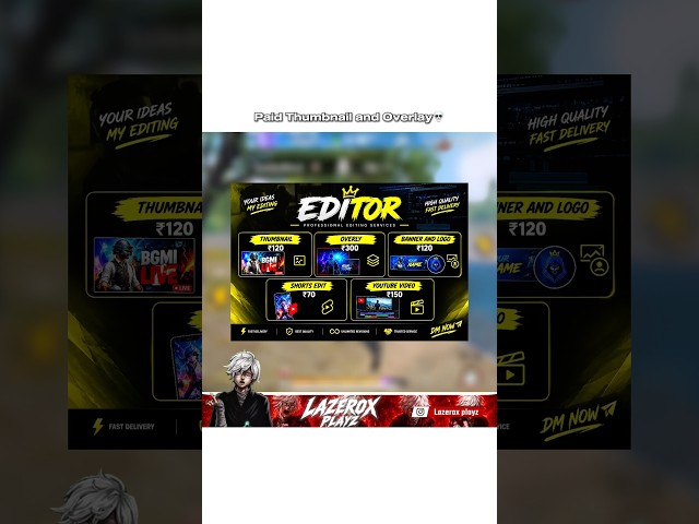 Paid thumbnail and overlay 💀 #bgmi #pubg #shorts #ytshorts #lazeroxplayz