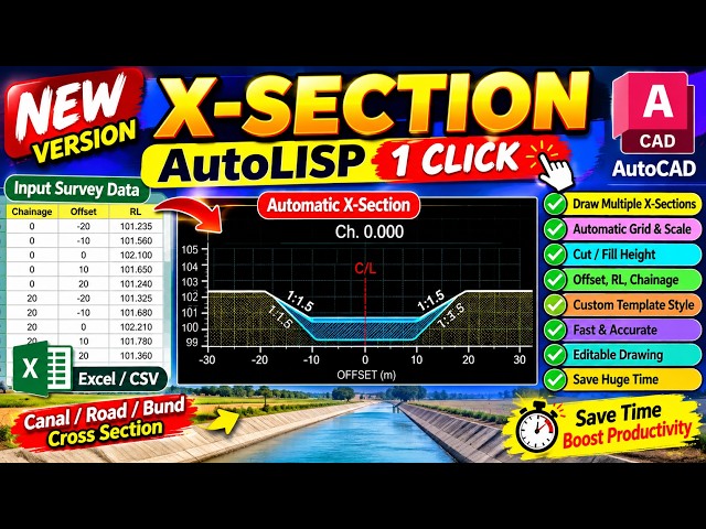 AutoCAD X-Section in 1 Click NEW AutoLISP Version