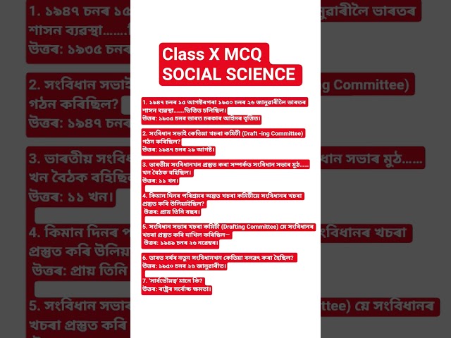 HSLC 2026 SOCIAL SCIENCE MCQ