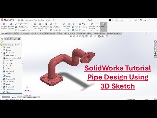SolidWorks Tutorial | SolidWorks 3D Sketch Pipe Tutorial | Pipe with 3D Sketch
