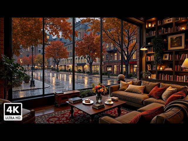 Cheerful Morning Jazz In A Cozy Coffee Shop | Gentle Music & Rain Sounds For Reading & Balanced Life