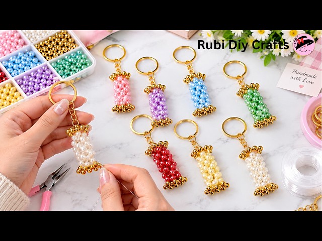 These Pearl Candy Keychains Are Too Cute to Resist! 🍬✨ | DIY Beaded Keychain