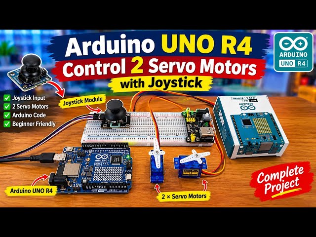 Arduino UNO R4: Control 2 Servo Motors with Joystick | Easy Arduino Tutorial