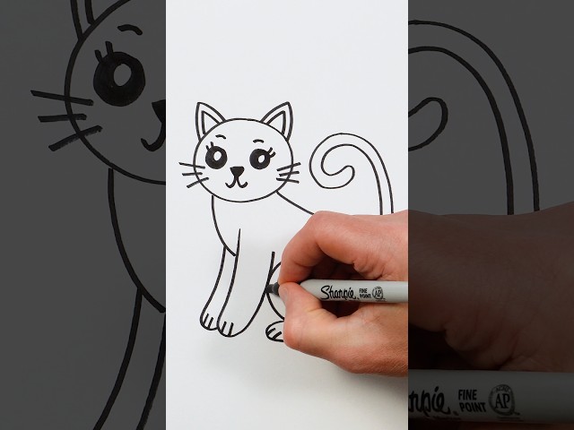 Cat Drawing | Super Easy Step by Step Tutorial #cat #kitty #catvideos #drawing #catdrawing