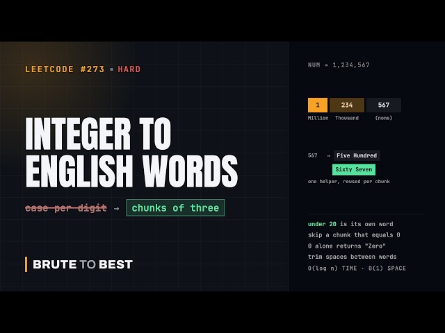 LeetCode #273: Integer to English Words, Split Into Chunks of Three