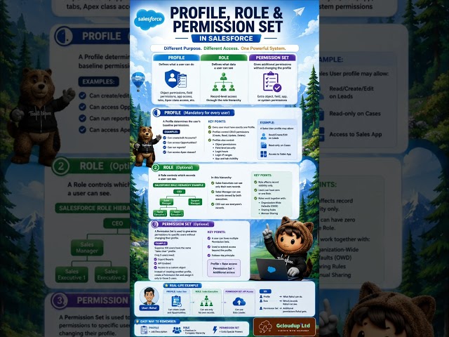 🚀 Profile vs Role vs Permission Set in Salesforce | Explained with in 60 Seconds #Salesforce