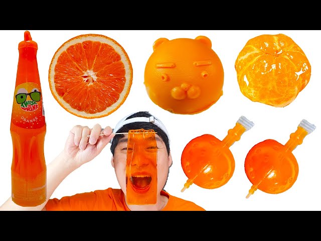 Mukbang 오렌지 주황색 먹방 Orange one color food Tangfuru  탕후루  트위스트  컬러먹방JJAEMI째미(Eating Show)