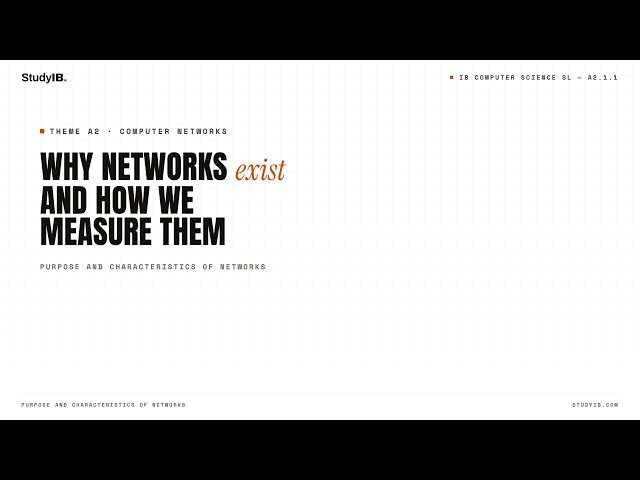 IB Computer Science SL 2027 A2.1.1 — Why Networks Exist