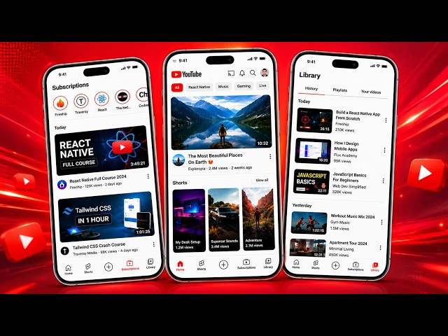 YouTube Clone in React Native with Live Preview | Expo + Full Stack