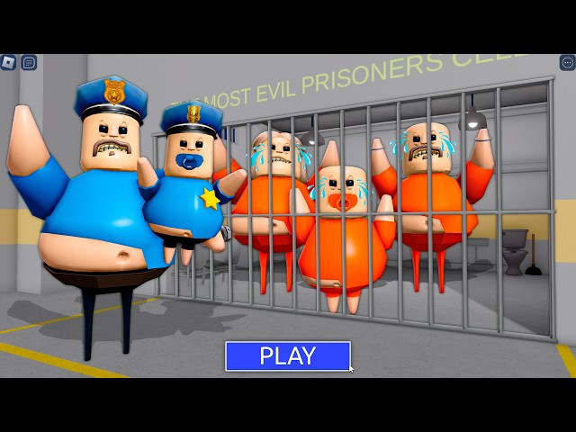BABY POLICE vs PRISONER FAMILY! in BARRY'S PRISON RUN? New Scary Obby #roblox