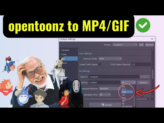 How to Export OpenToonz Animation to MP4 & GIF | Add FFmpeg Path Tutorial