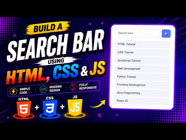 Build a Search Bar Using HTML, CSS & JavaScript | Search Bar Project #HTML #CSS #JavaScript
