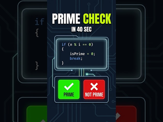 C Program to Check Prime Number in 40 Sec 🔥 #shorts