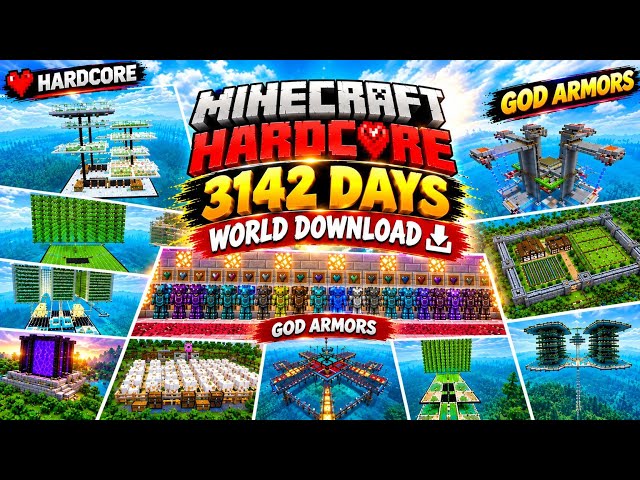 Minecraft Hardcore 3142 Days World Download | GOD ARMOR & Illegal Items 