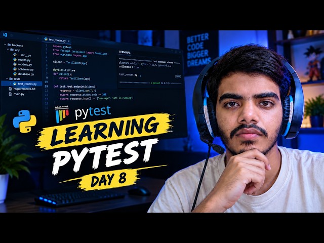 🔴 Day 8: Learning Pytest by Building a FastAPI Backend | Live Coding