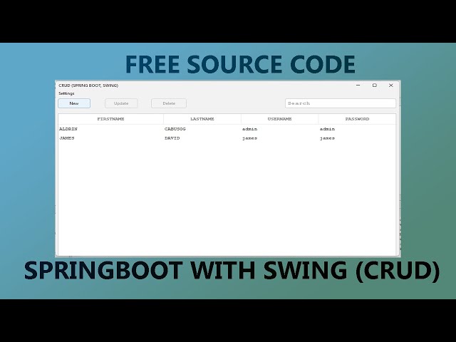 SpringBoot with Swing  (CRUD) | Free source code | Spring Boot with Swing