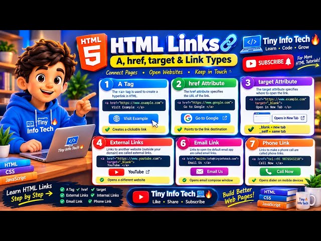 HTML Links in HTML 5 🔗 | A Tag, Href, Target, Internal & External Links | Tamil Tutorial