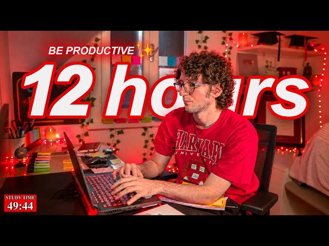 STUDY WITH ME LIVE | 12 HOURS ✨ Harvard Alumnus, Chill Work With Me, Rain Sounds, Pomodoro Timer