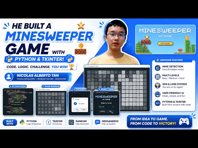 He Built a Minesweeper Game with Python & Tkinter! 🎮🐍 | Nicolas Alberto Tan