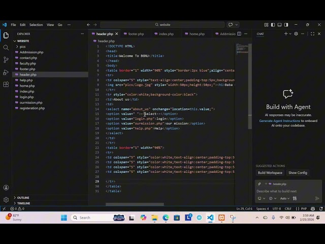 How to create a website by using HTML and php 