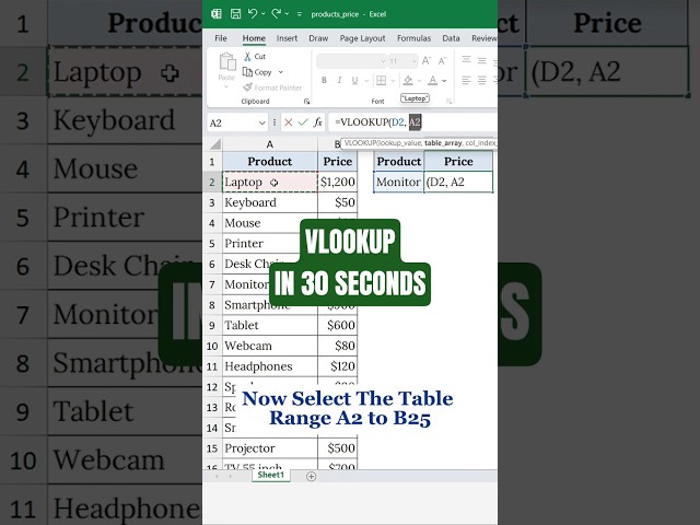 VLOOKUP in 30 Seconds | Excel VLOOKUP Tutorial for Beginner!