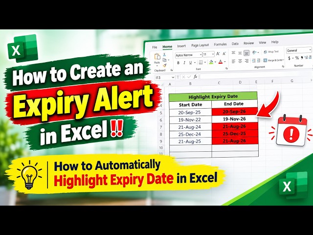 How to Create an Expiry Alert in Excel‼️||How to Automatically Highlight Expiry Dates in Excel