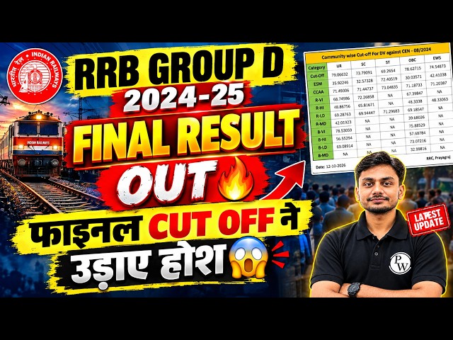 RRB Group D Final Result Out 2024 | RRB Group D Final Cut Off 2025 |Railway Group D Final Result Out