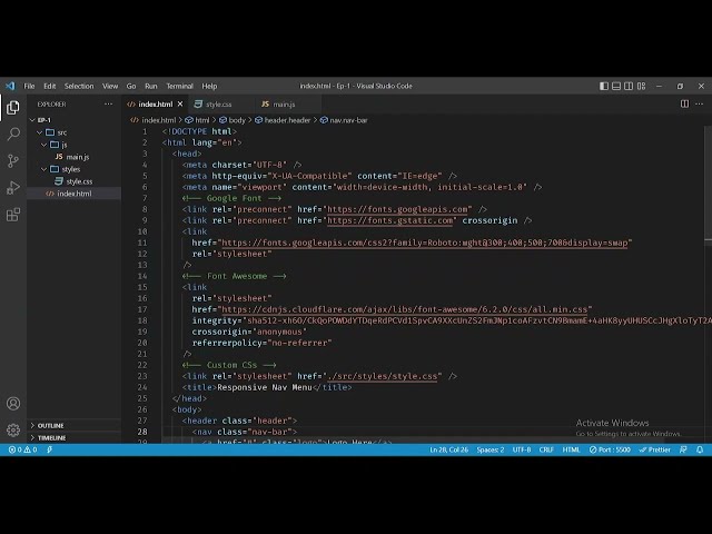How to create responsive navbar using HTML, CSS and JavaScript