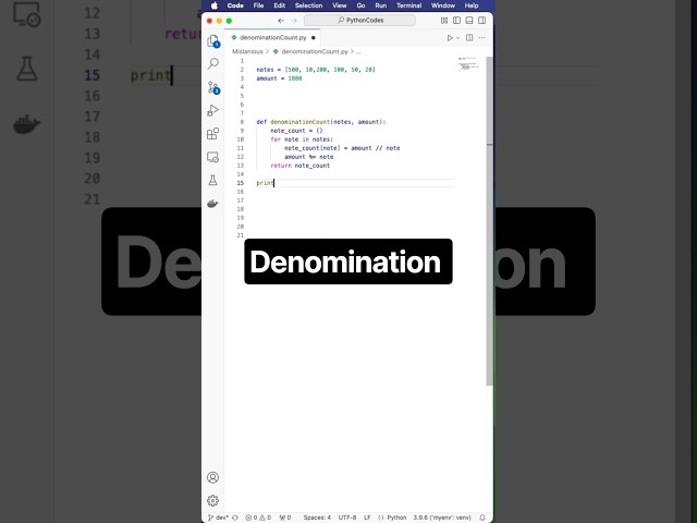 Determining number of Denominations are required to sum up a certain amount