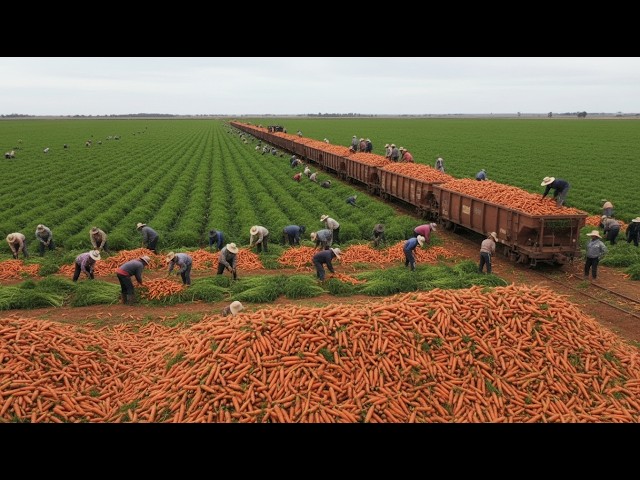 Modern Carrot Farming: Complete Harvesting and Factory Processing