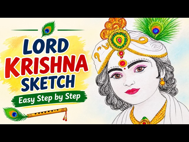 Easy Step by Step Lord Krishna Sketch🥰🪷 | Krishna Drawing Tutorial#art#drawing#krishna#radhakrishna 