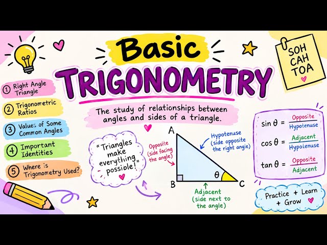 Basic Trigonometry | SOH CAH TOA | Trigonometric Ratios & Important Formulas | Class 9 & 10 Maths