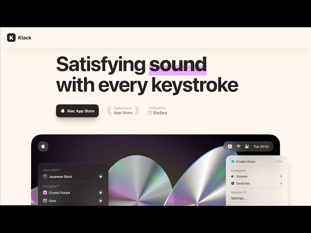 Klack App for Mac - Make your keyboard sound like mechanical keyboard with $5