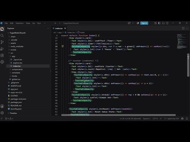 pembuatan aplikasi FitPulse Tracker menggunakan React Native