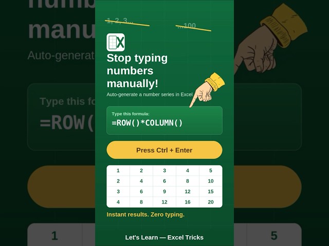 Stop Typing 1–100 Manually in Excel! 😲 Try This Shortcut #excel #shortcut