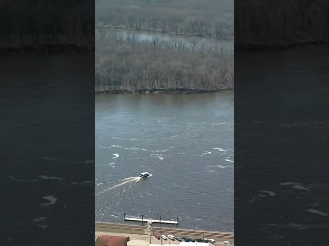 Dam in Alma Wisconsin. The Fishing float and the Shuttle-boat can be seen in this short video.