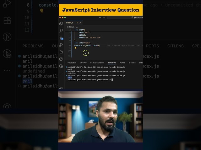 JavaScript Interview Question in Hindi Access Object Keys Dynamically #javascriptinterview #reactjs