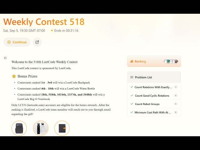 Leetcode Weekly Contest 518 Screencast (horrible performance, 6 wa's :P)
