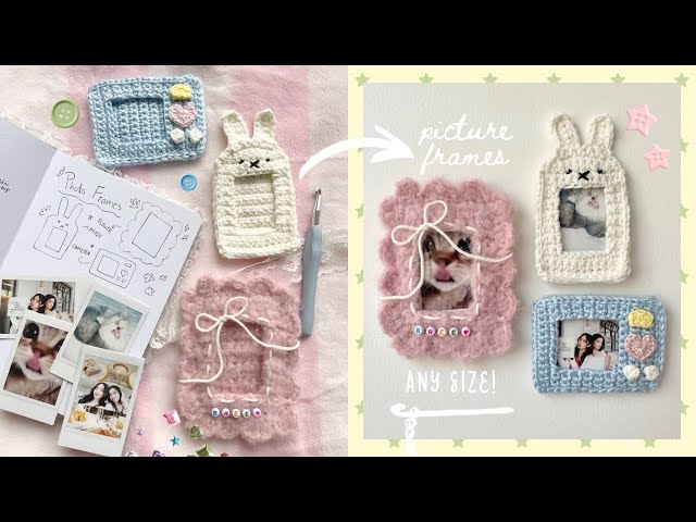 how to crochet cute photo frames (miffy, camera, & flower) | step-by-step tutorial 