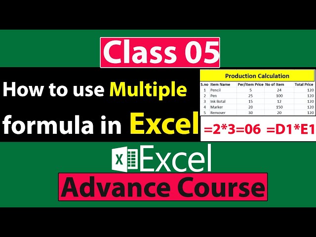 How to use Multiple Formula in Excel in Urdu - Class No 05