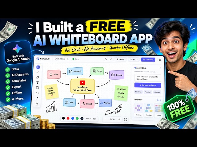 I Built a FREE AI Whiteboard App Using Google AI Studio 🤯 (No Coding)