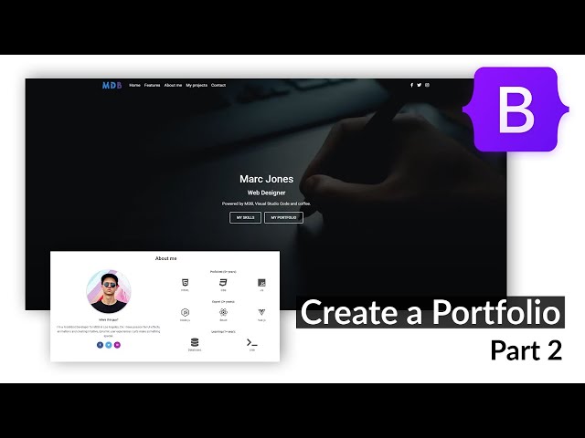 Advanced Portfolio with Bootstrap 5 & Material Design 2.0 (MDB 5 tutorial) Part 2/2