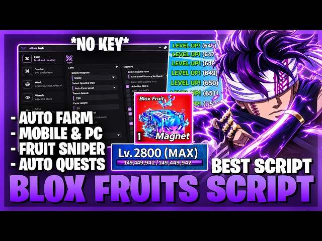 [👾BEST] Blox Fruits Script - No Key, Auto Raid, Auto Mastery, Max Level & More! ⚡