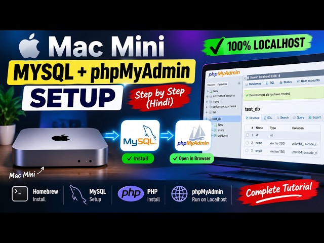 Mac Mini में MySQL + phpMyAdmin Setup 🔥 | Homebrew से MySQL Install & Localhost Setup | Hindi
