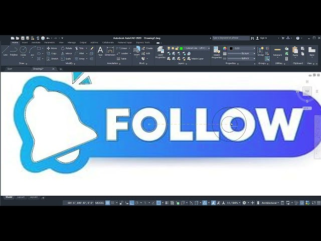 Image to AutoCAD | Like, Subscribe & Follow Logo Drawing - Follow