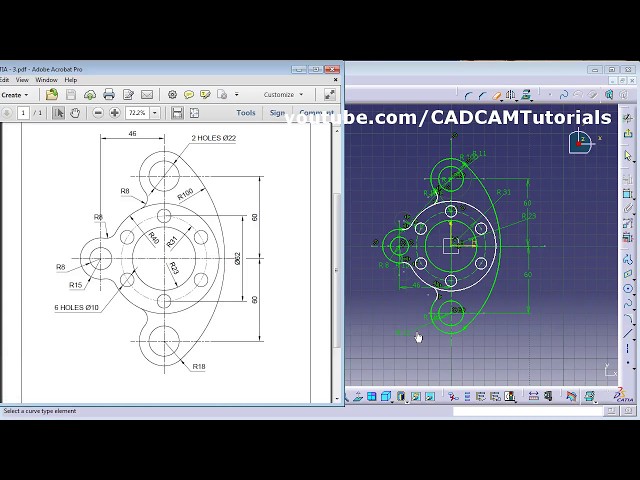 CATIA Training Course Exercises for Beginners - 3 | CATIA Sketcher Practice