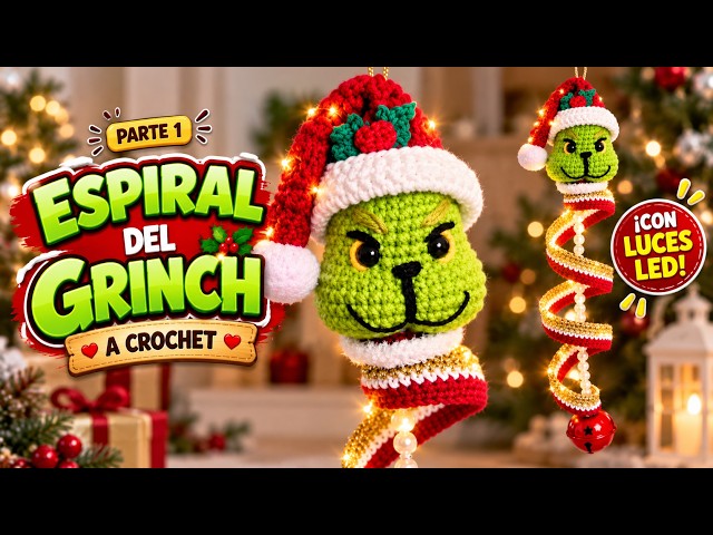The Funniest Christmas Decor! 🎄💚 Grinch Spiral Crochet with Lights | Step-by-Step (Part 1)