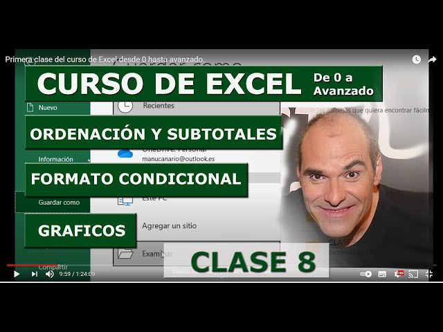 Clase 8 del curso de Excel desde 0 hasta avanzado, Subtotales, gráficos y formato condicional.