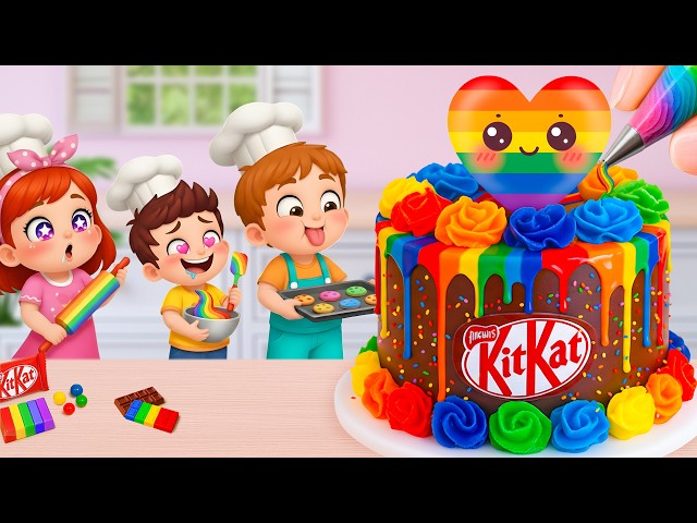 Miniature Rainbow Cake Decorating 🌈 Making Amazing Mini Rainbow KitKat Cake Recipe 💖 Yummy Teeny